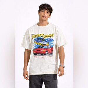 Vintage Ford Mustang Graphic T Shirt Cream Men’s XL Cars USA Made